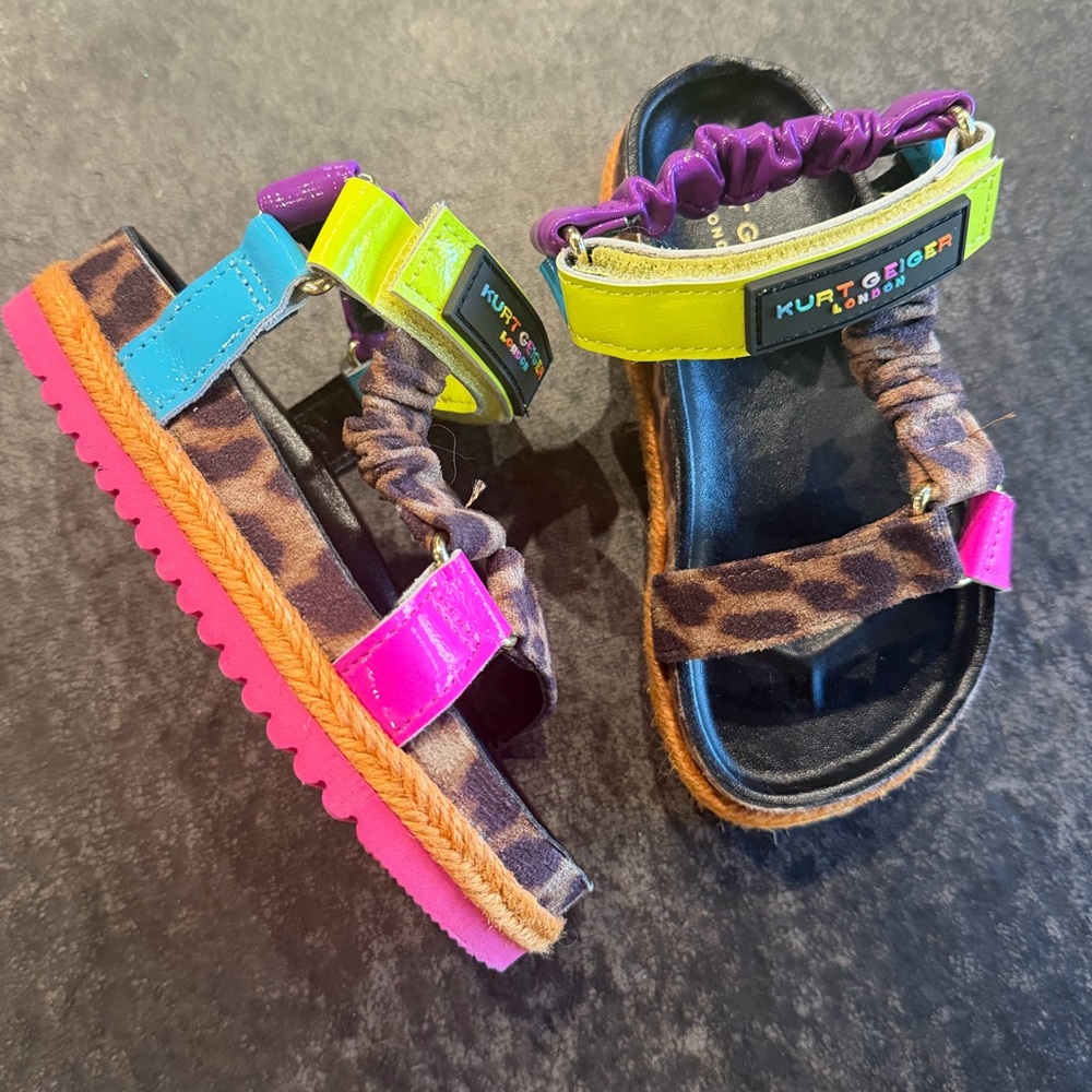 TODDLER KURT GEIGER Multi Color Leopard Sandals Slides Shoes 8
